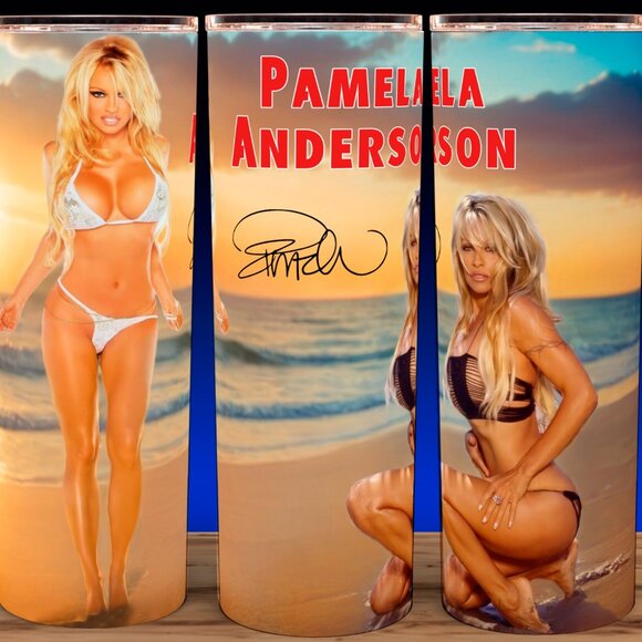 Sexy Pamela Anderson on the Beach Cup Mug Tumbler - Picture 1 of 3